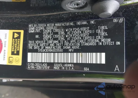 2010 Toyota Highlander Se V6 from USA, damaged, VIN 5TDJK3EH9AS029560